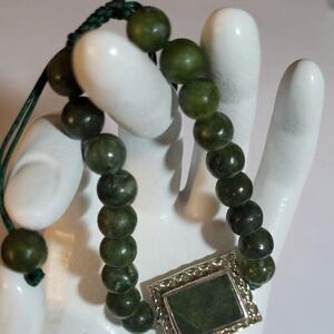 New, Connemara Marble Bracelet, in Platinum-over-Sterling Silver, 7.25 inches